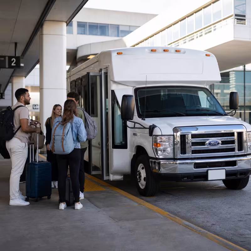 Black Mercedes Sprinter van staged for an Garden Grove Airport Transportation group