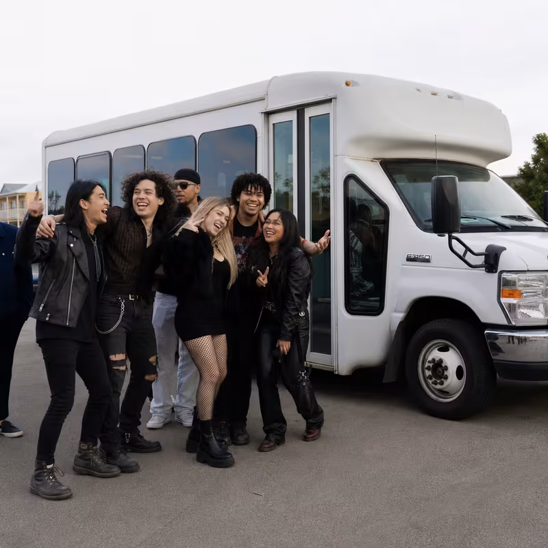 Black Mercedes Sprinter van staged for an Garden Grove Concert Transportation group
