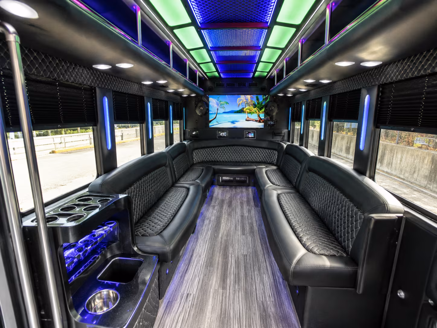 Garden Grove Wedding Transportation party bus exterior