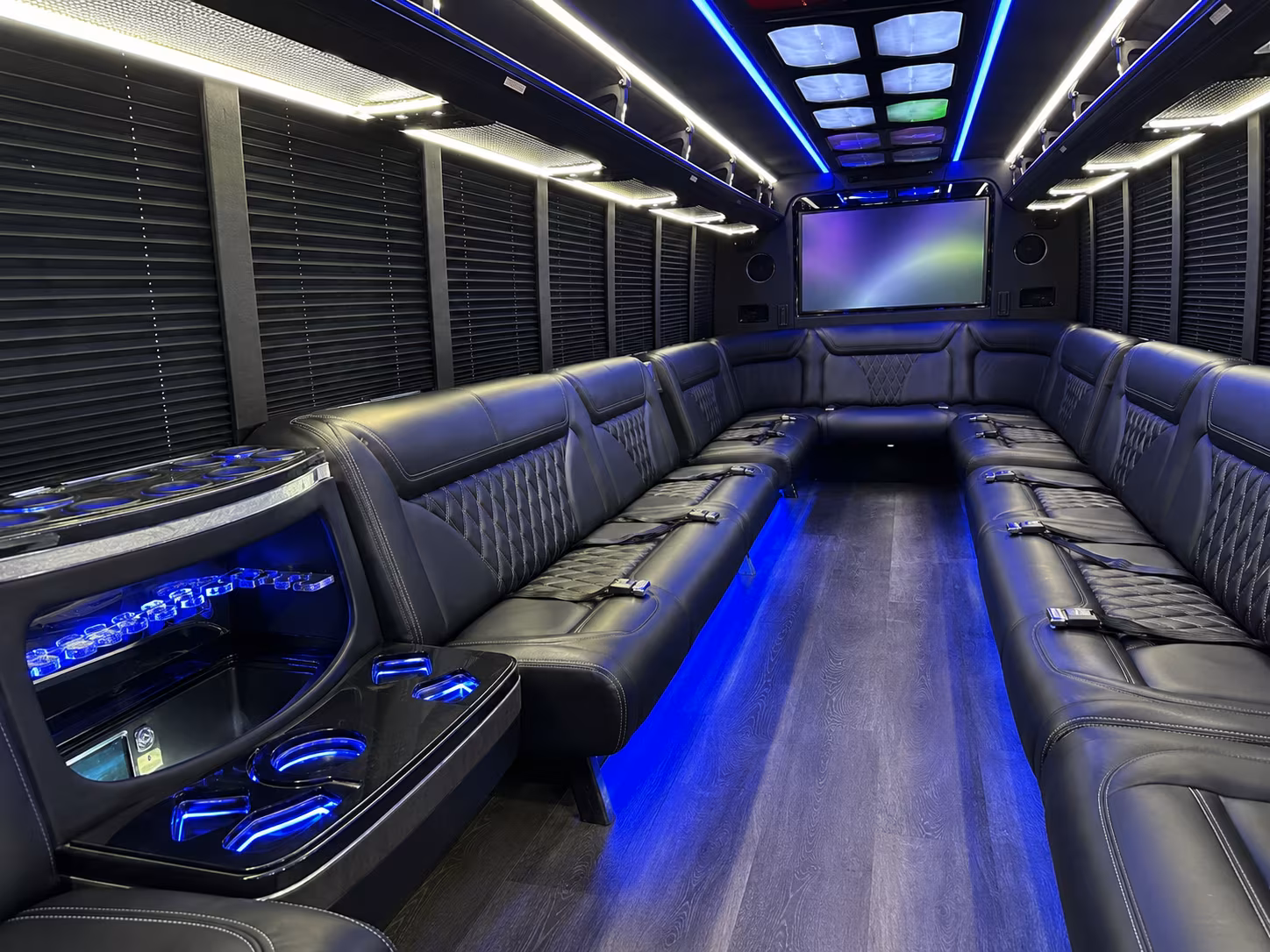 Garden Grove Wedding Transportation onboard seating