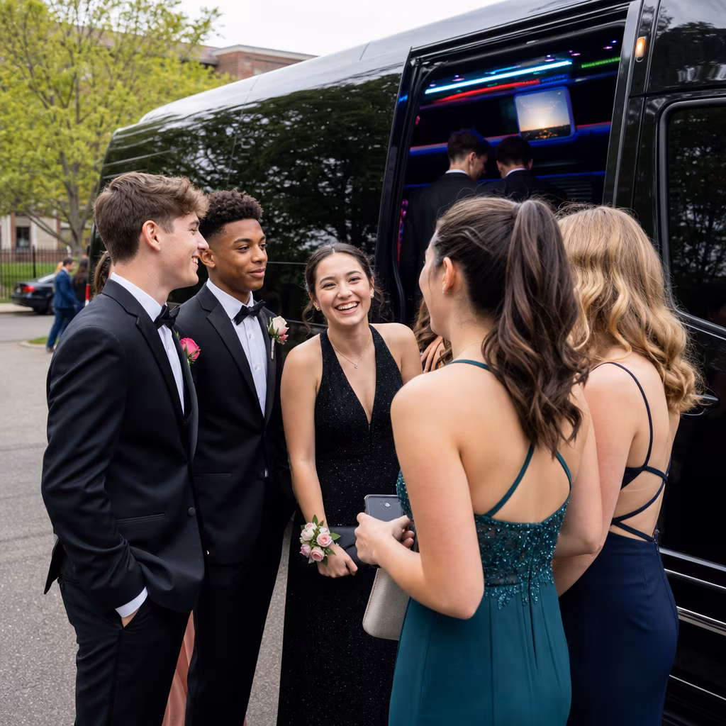 Orange Prom Party Bus Rental